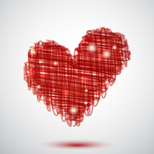 Sfondo Con Cuore Rosso - Red Scribble Heart Background