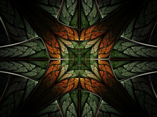 Symmetrical Leafy Forest Pattern, Fractal Abstraction