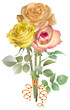 Trois roses pâles en bouquet
