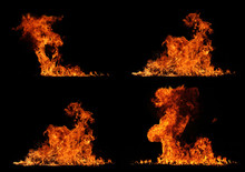 High Resolution Fire Collection Isolated On Black Background