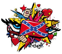 Graffiti Confederate Rebel Dixie Flag Pop Art