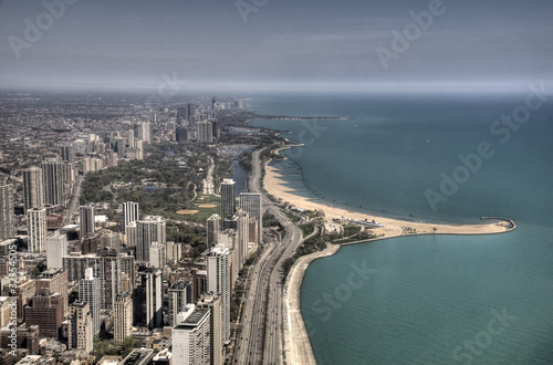 Board z aluminiowym obramowaniem Hdr w chicago z budynku Johna Hancocka