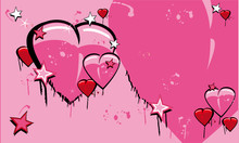 Graffiti Postcard Template Love Pink Heart Illustration