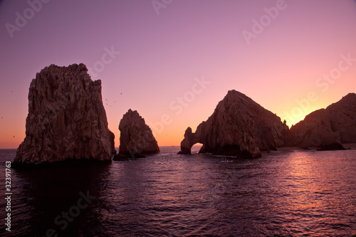 Tapeta ścienna Łuk i koniec lądu o zachodzie słońca, cabo san lucas, meksyk