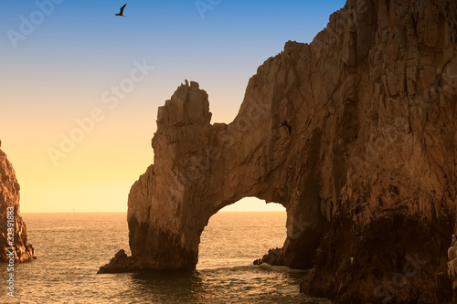 Tapeta ścienna Łuk i koniec lądu o zachodzie słońca, cabo san lucas, meksyk