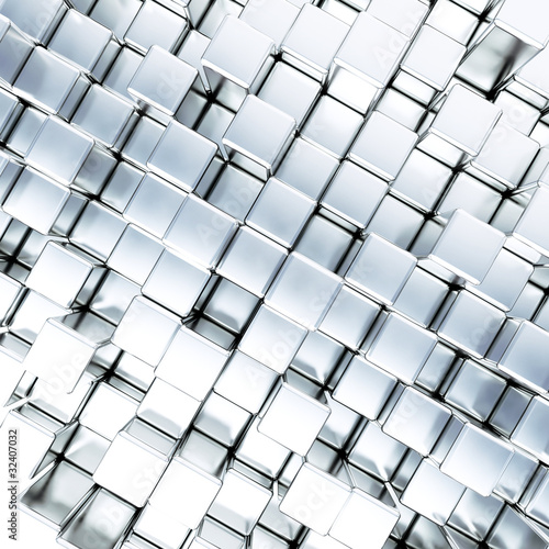 abstract smooth blue metallic cubes as background