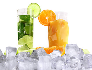 Poster - Fresh summer cocktails with ice cubes