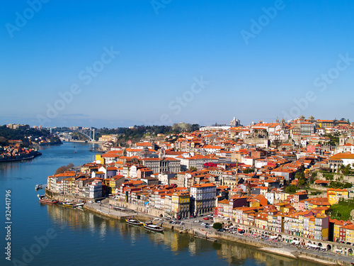 Board z aluminiowym obramowaniem Panorama porto i rzeki duoro, portugalia