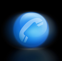 Telefon Phone Hotline black blue glossy light