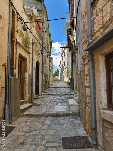 Plakat na papierze fotorealistycznym Ulica przy korcula, Chorwacja