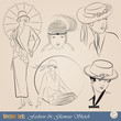 elegant vintage fashion illustrations and sketch