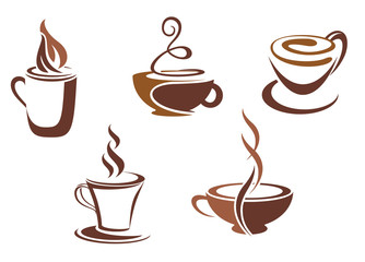 Wall Mural - Coffee and tea symbols and icons