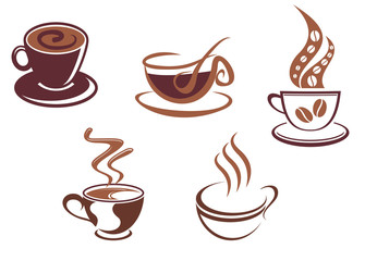 Wall Mural - Coffee and tea symbols and icons