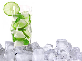 Poster - Mojito drink with ice cubes, isolated on white background