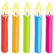 Vector set of colorful candles. No gradients.