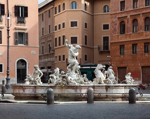 Fountain of the Neptune on the area of Navona in Rome, Italy.