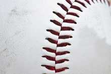 Close Up Macro Of Used Baseball Stitching