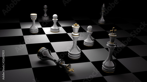 Board z aluminiowym obramowaniem Obraz koncepcja szachy - 3d renderowania szachista