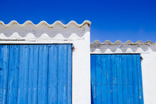 Architecture Balearic Islands White Blue Doors Detail