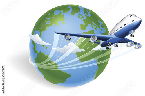 Fototapeta na wymiar Airplane globe concept