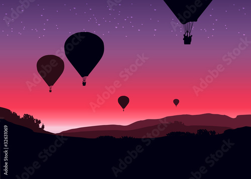Naklejka samoprzylepna Mongolfiere_etoiles