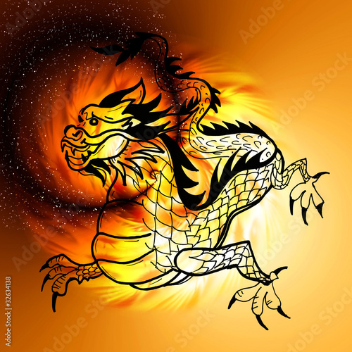 Naklejka samoprzylepna Symbol wschodu 2012 rok - smok