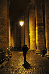 Man Walking Alone in Rome, Italy