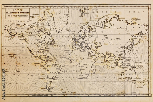 Naklejka dekoracyjna Old hand drawn vintage world map