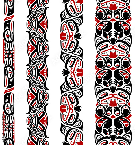 Obraz w ramie Haida style seamless pattern