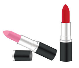 vector red and pink lipstick