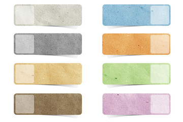 Wall Mural - tag recycled paper craft stick on white background