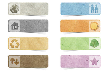 Wall Mural - tag recycled paper craft stick on white background