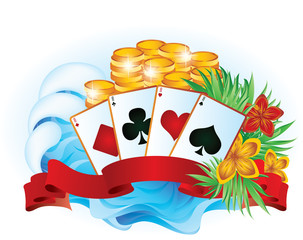 Wall Mural - Tropical summer poker. vector illustration