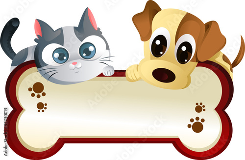 Dog And Cat With Banner Buy This Stock Vector And Explore