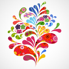 Aufkleber - Splash of floral and ornamental drops background.