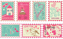 Cute Retro Wedding Stamps