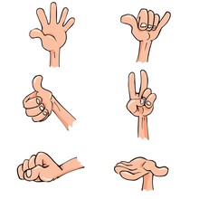 Set Of Cartoon Hands In Everyday Poses