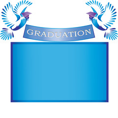 Wall Mural - Graduation banner with doves and mortars