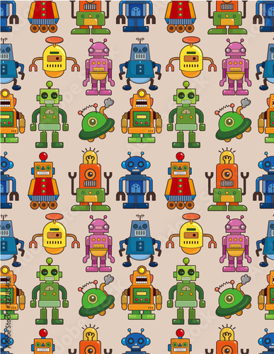 Naklejka ścienna seamless robot pattern