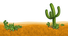 Dessert Scene With Cactus