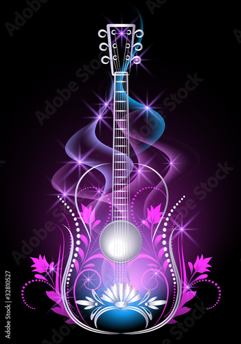 Obraz na płótnie canvas Gitara w dymie