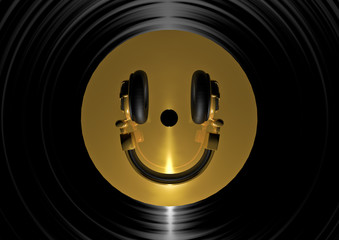 Autocollant - Vinyl headphone smiley