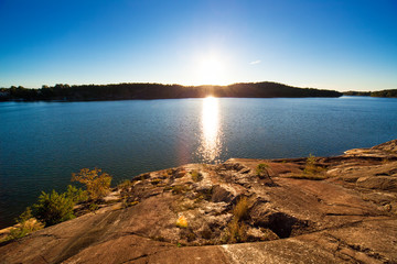 Wall Mural - Sunset over lake