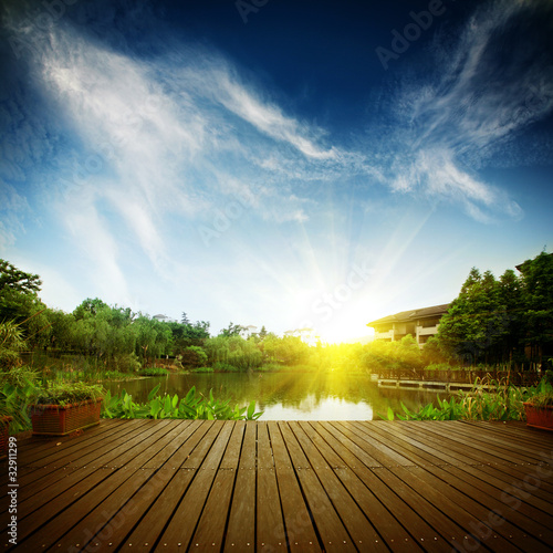 Fototapeta do kuchni Landscape with house on lake