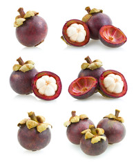 Wall Mural - set of mangosteen images