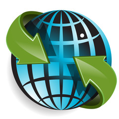 Poster - globe and green arrows