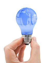 Sticker - Hand and bulb with globe