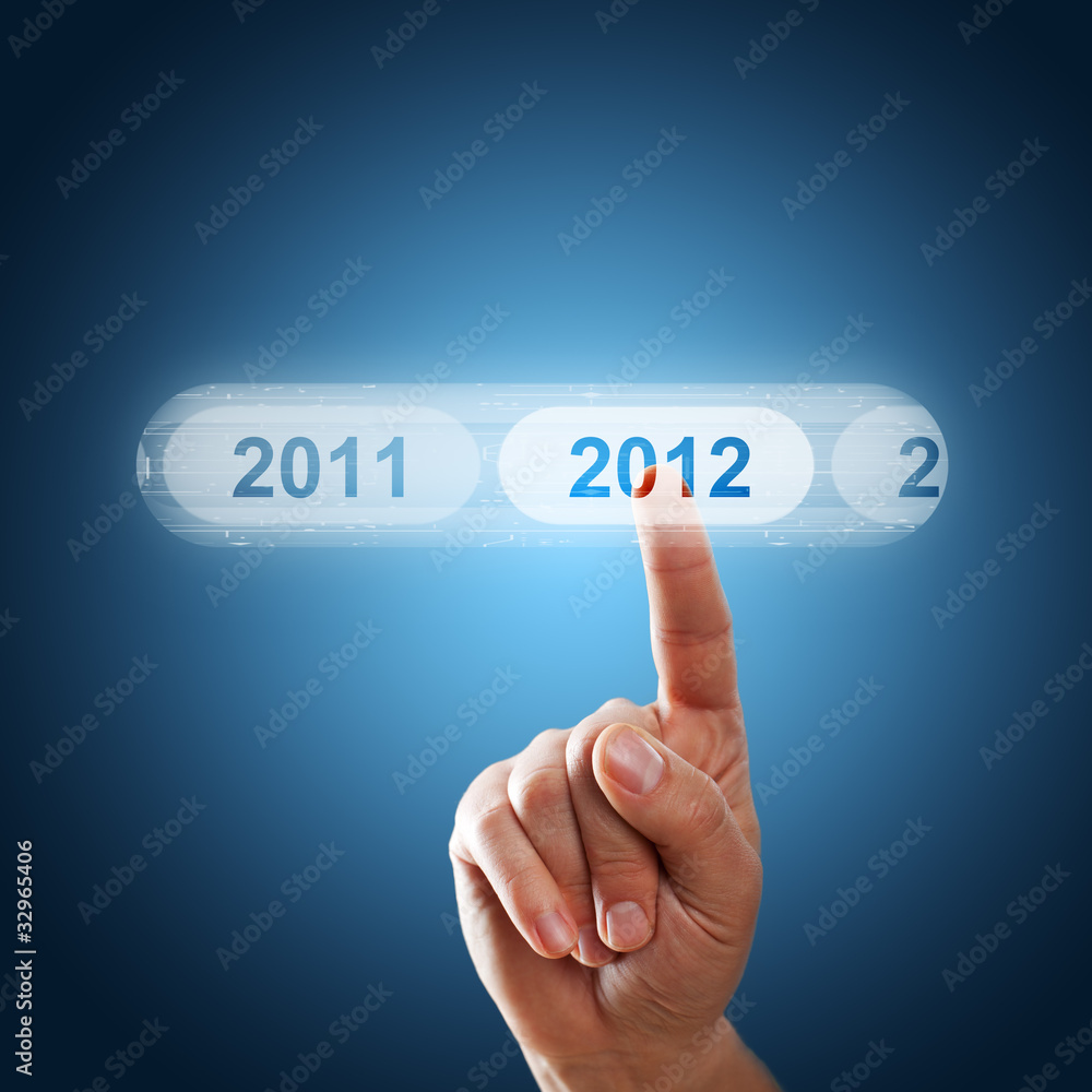 Finger wählt per Touchscreen 2012 aus - obrazy, fototapety, plakaty 