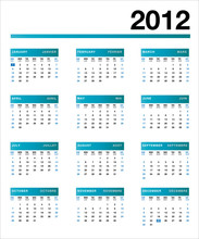 2012 Bilingual Blue Calendar En-fr