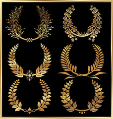Poster - set of golden laurel wreaths